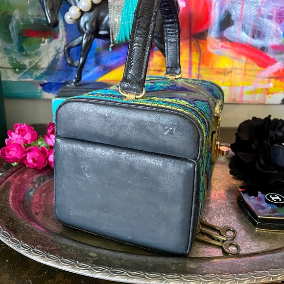 RARE Gorgeous 1950’s Embroidery Box Purse Luxury Handbag Fashion Statement Bag - Picture 5 of 9